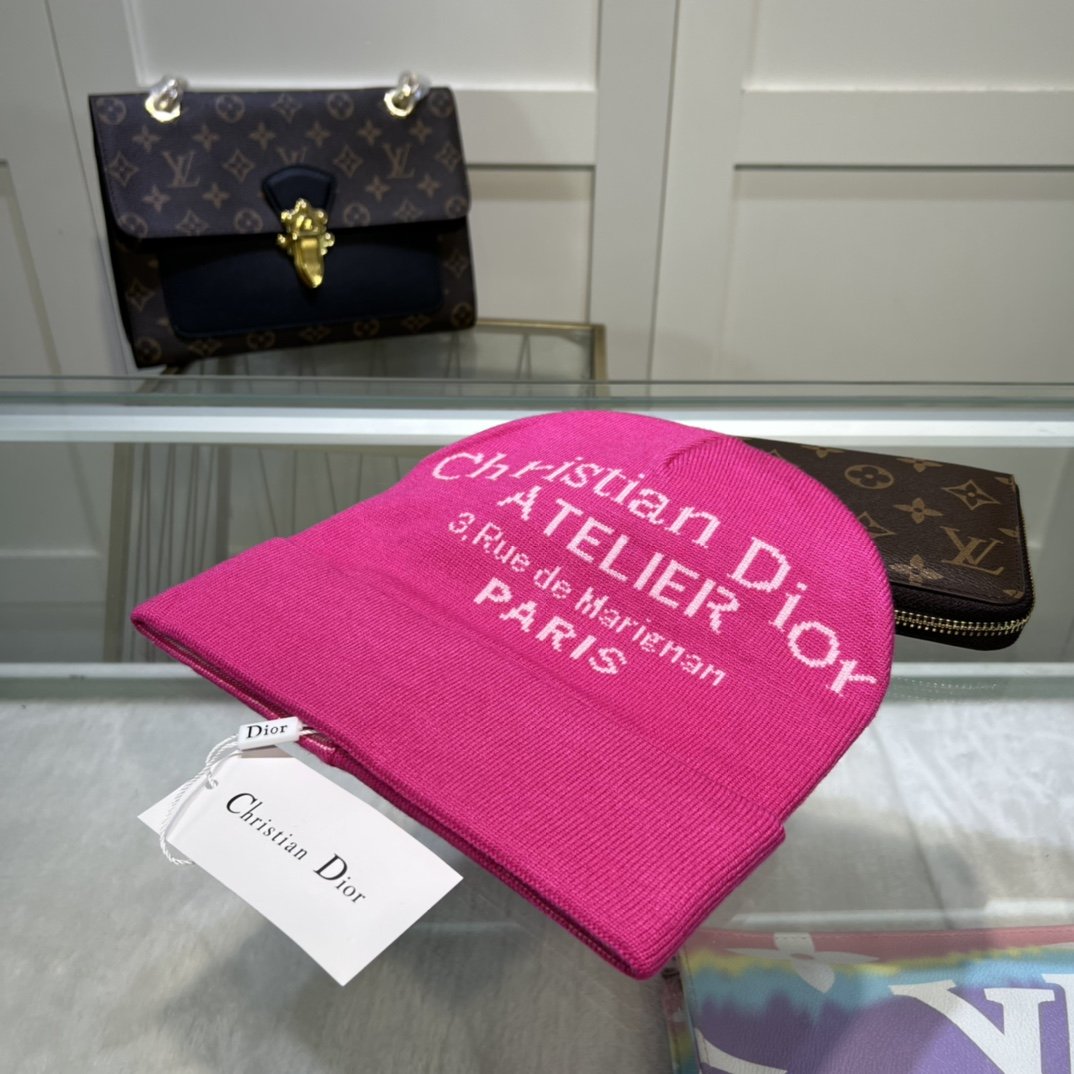 Dior Pompom Beanie In Pink - Soul Replicas