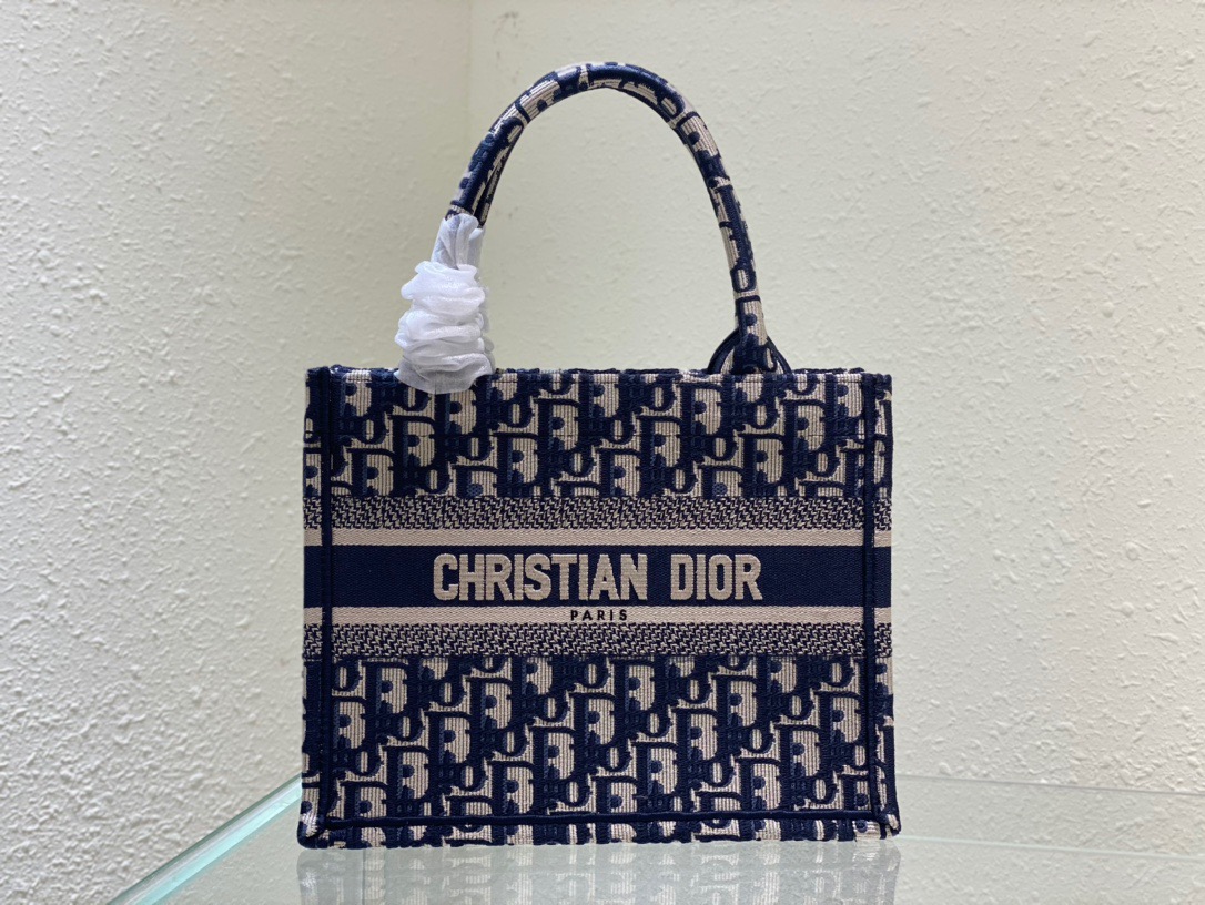 Christian Dior Small Dior Book Tote Blue. For Women. Women's Handbags 26.5cm/10.5in CD M1265ZRIW_M928 - Soul Replicas