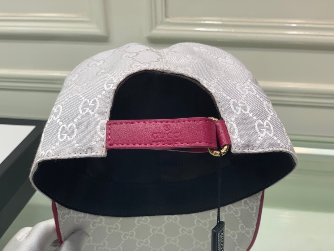 Original Gucci Canvas Baseball Hat With Web Pink Gucci Hat - Soul Replicas