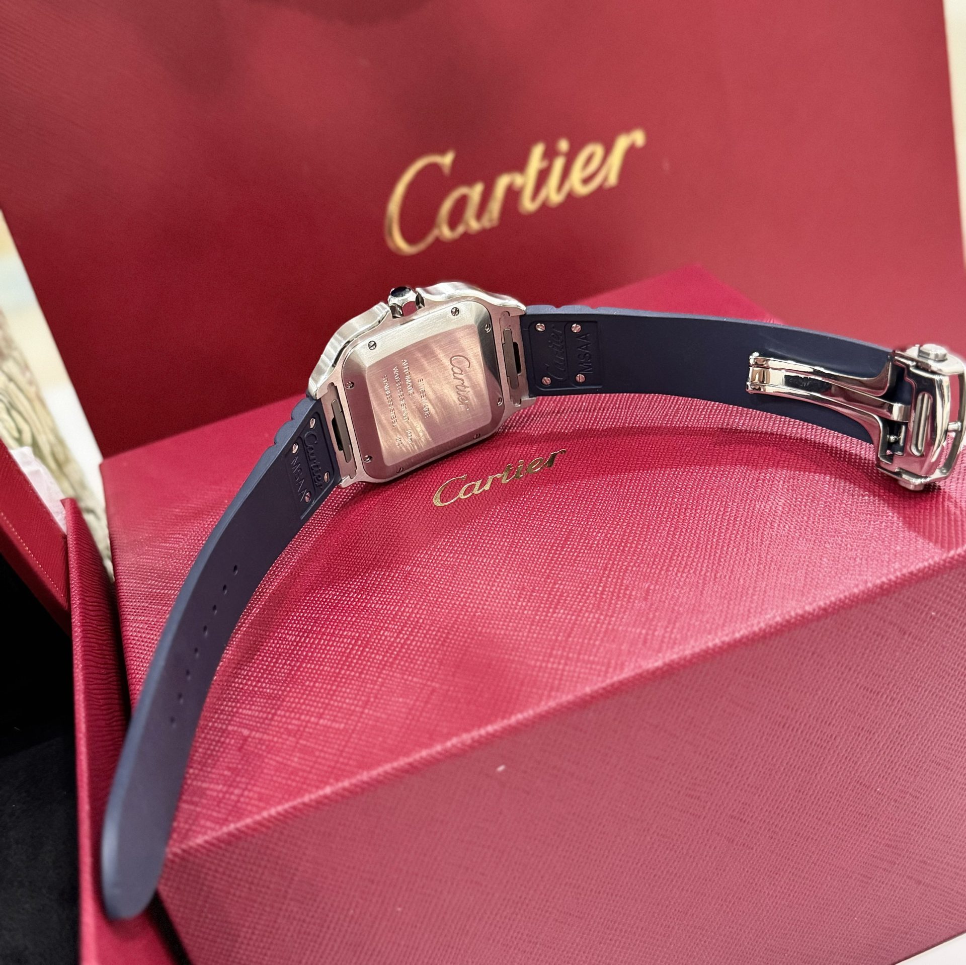 Cartier Santos Replica 1:1 Watch Rubber Blue Strap BV Factory 39.8mm - Soul Replicas
