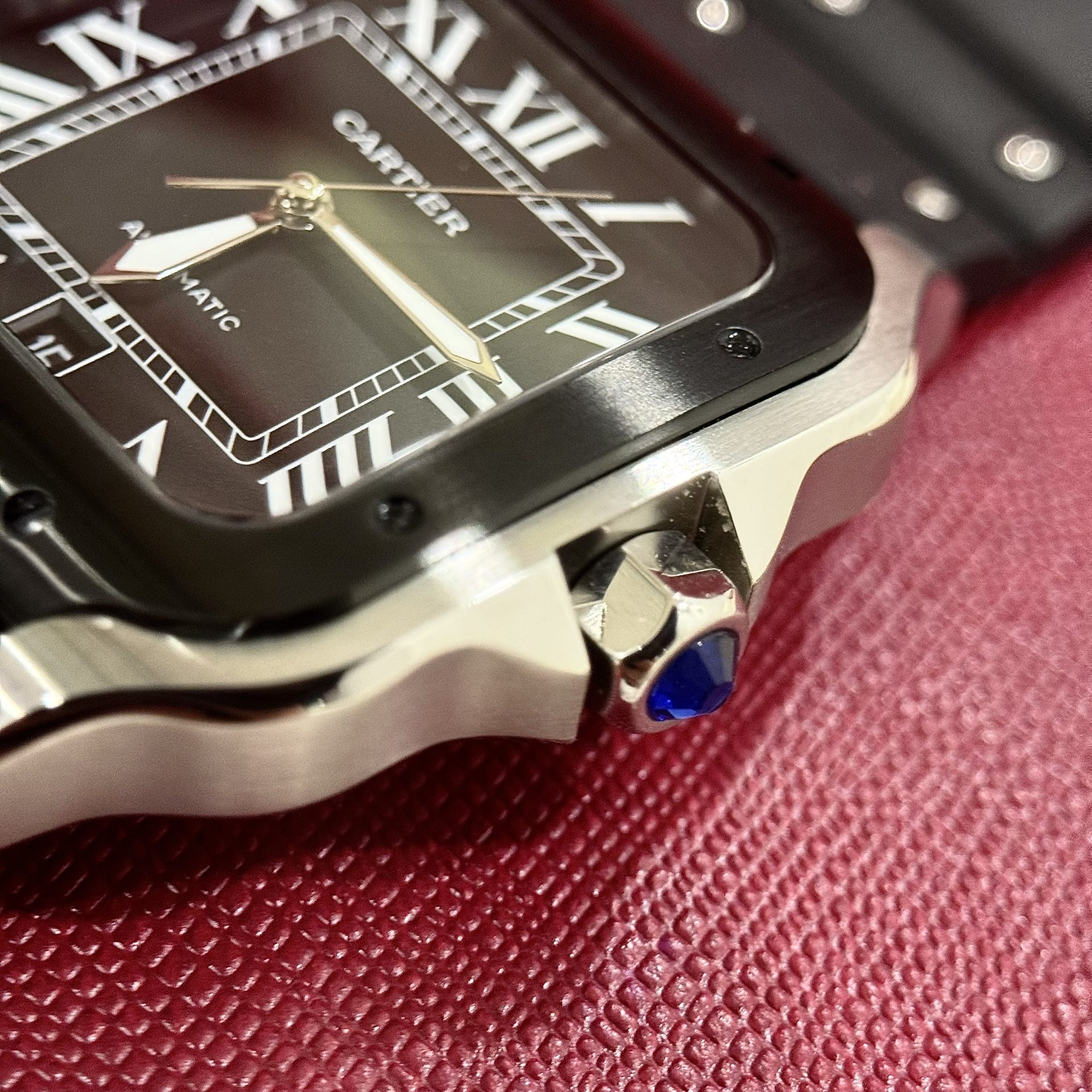 Cartier Replica Watches Santos Black Dial Roman Numeral Pile BV Factory 39.8mm - Soul Replicas