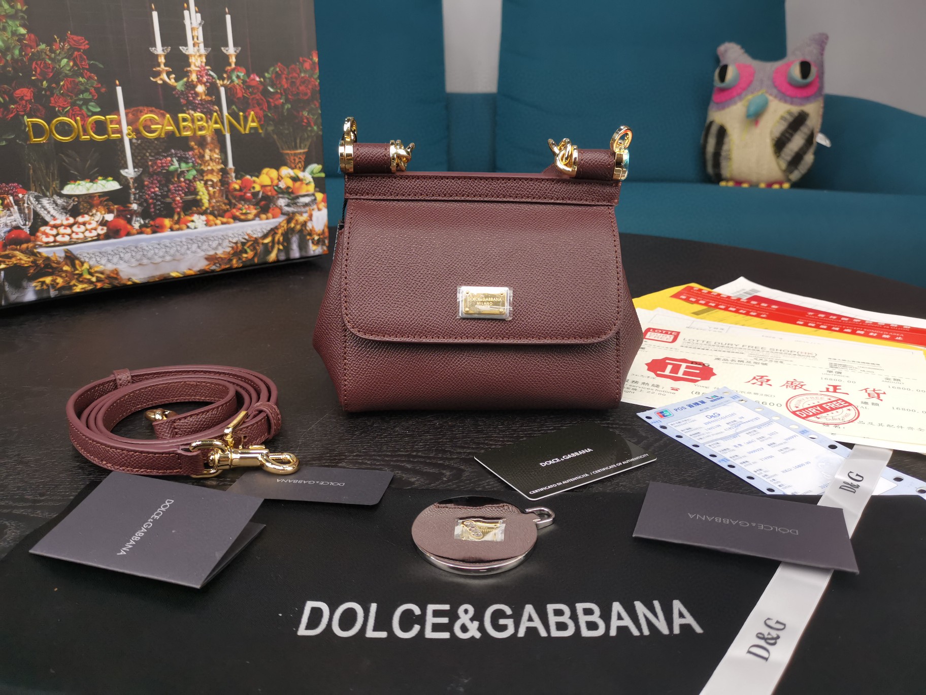 Dolce & Gabbana Small Sicily Bag In Dauphine Burgundy For Women 7.5in/19cm DG - Soul Replicas