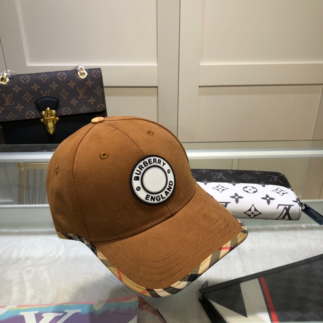 Burberry Monogram Motif Icon Stripe Cotton Baseball Cap Brown - Soul Replicas