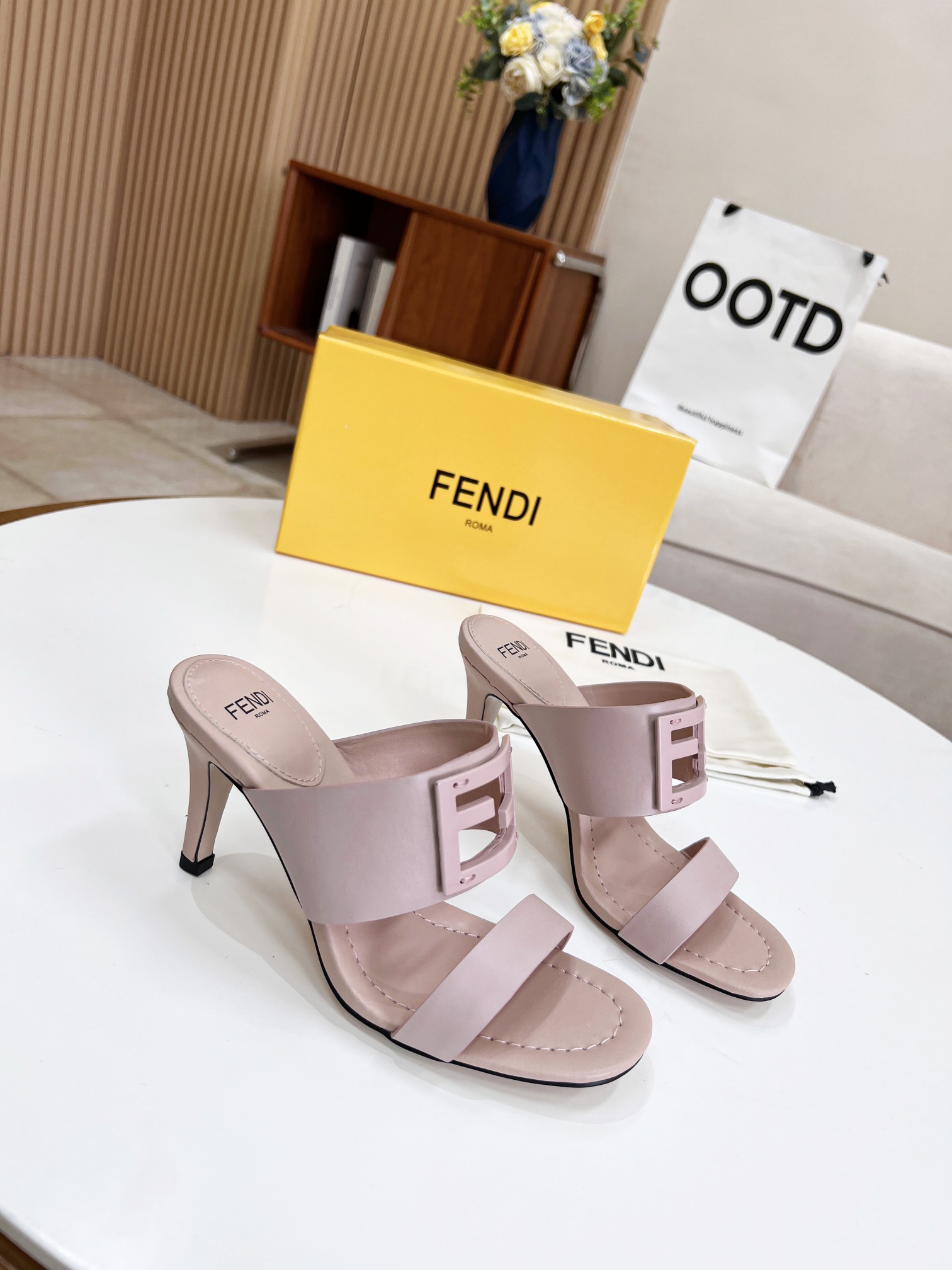 Fendi Baguette Pink Heels For Women - Soul Replicas