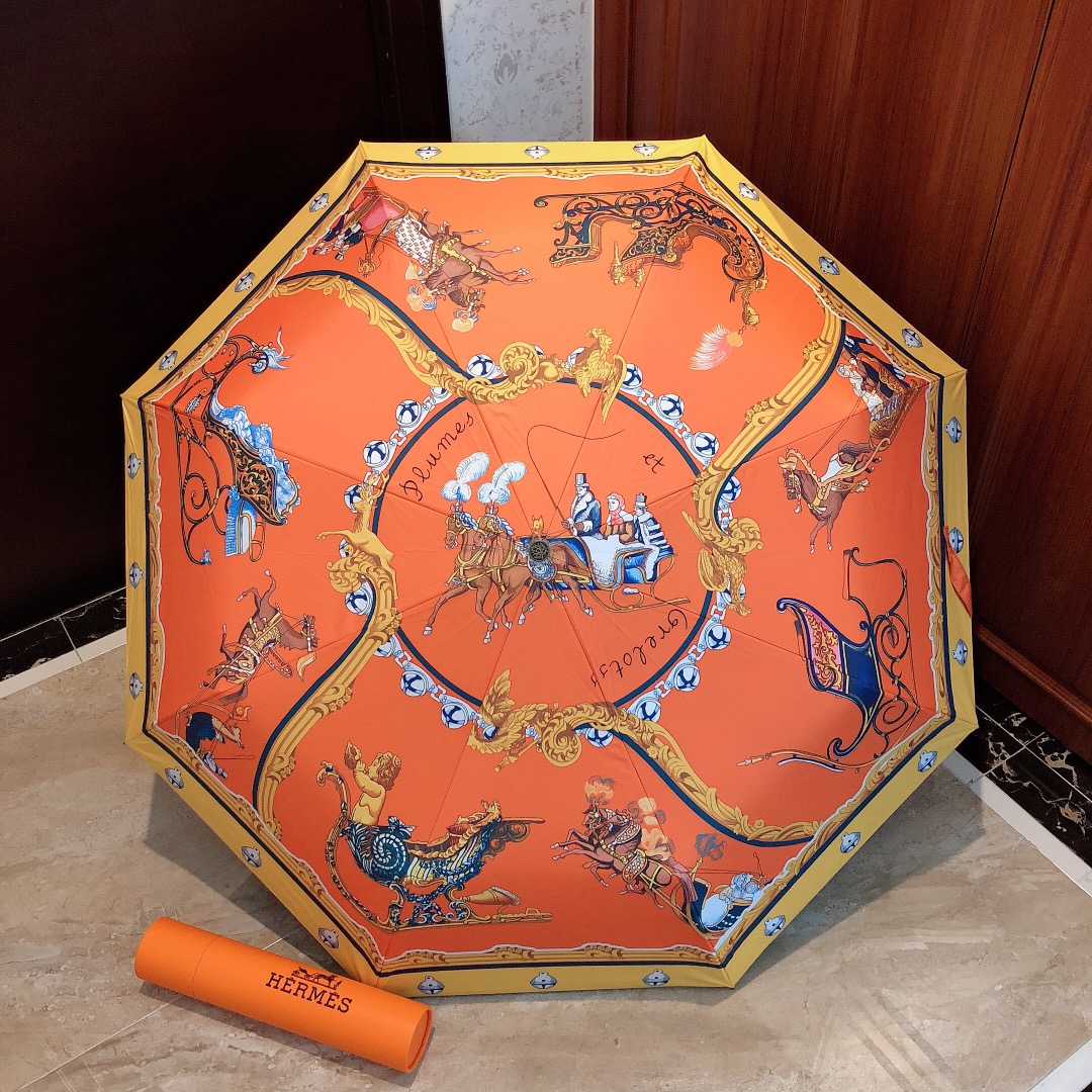 Hermes Pluie De H Folding Umbrella Orange - Soul Replicas
