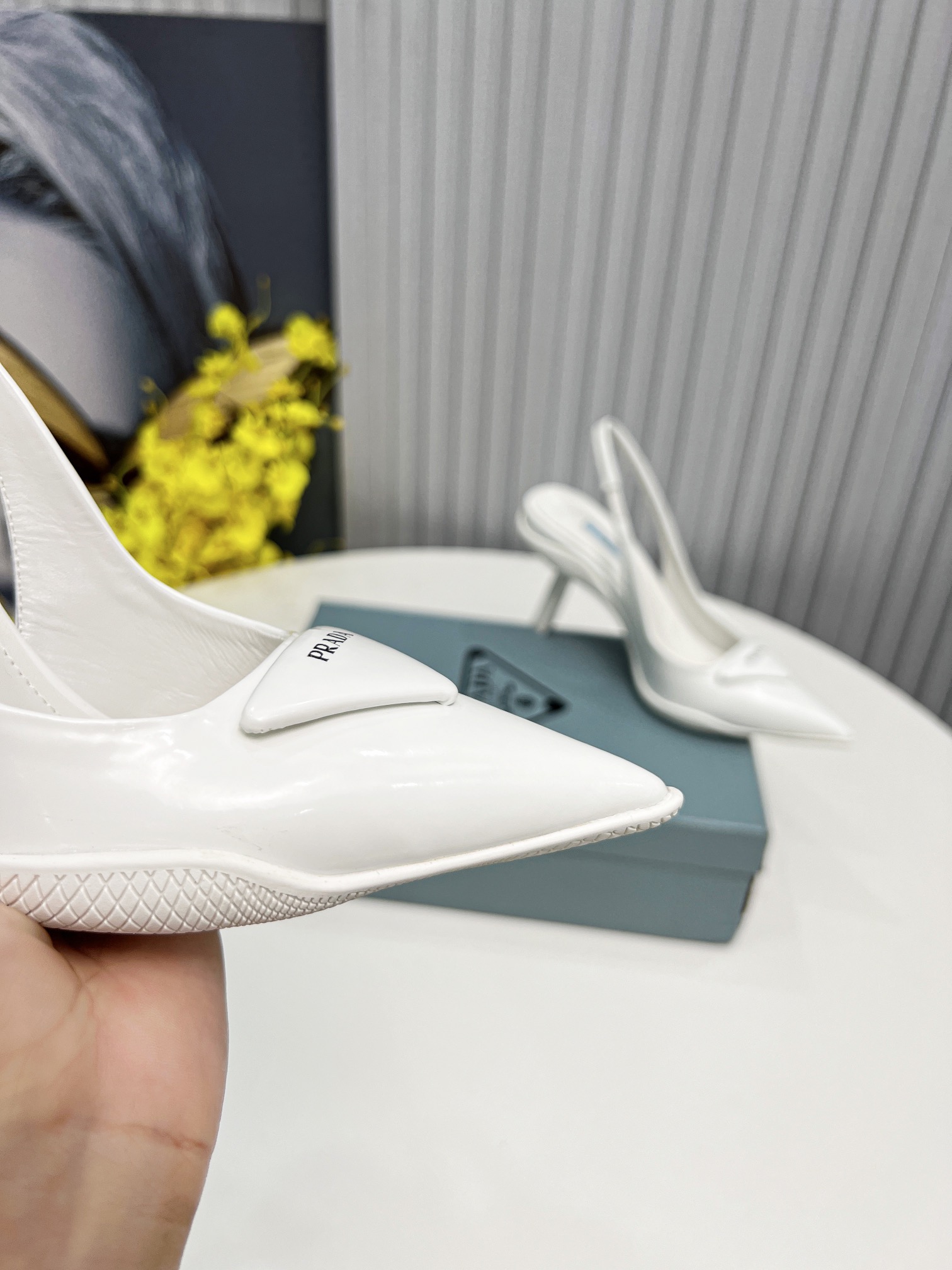Prada Brushed Slingback Pumps White For Women Prada  - Soul Replicas