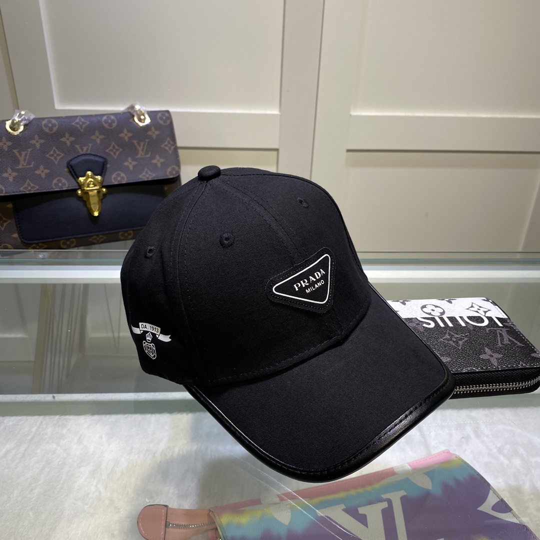 Prada Drill Baseball Cap Black Prada Cap - Soul Replicas