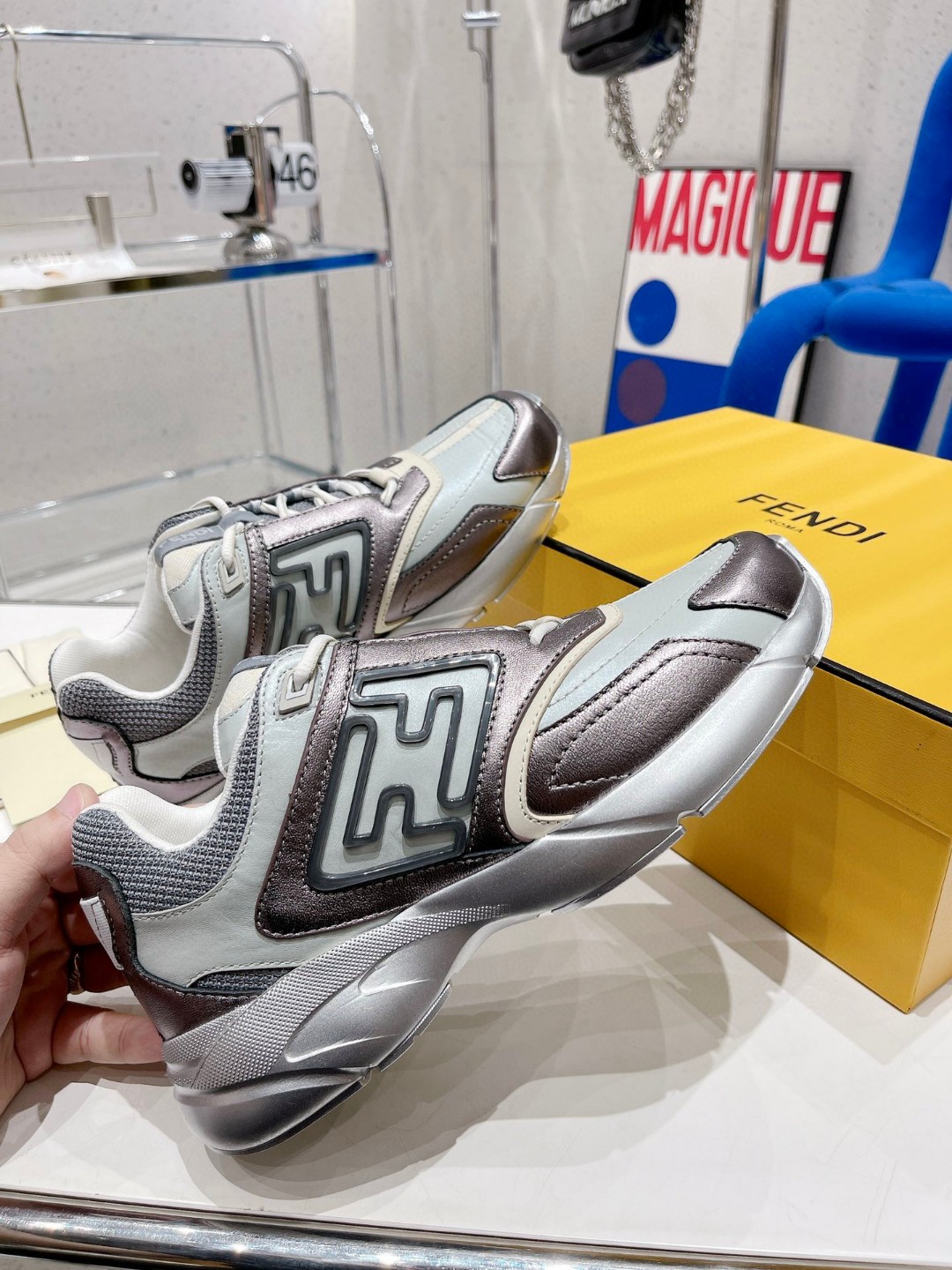 Fendi Nubuck Faster Grey Blue For Women - Soul Replicas