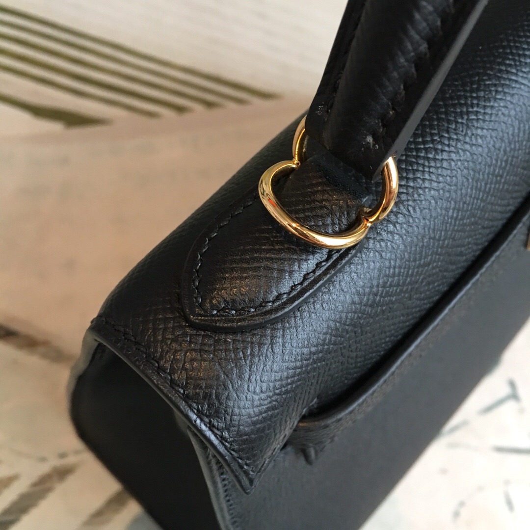 Hermes Kelly Black For Women Gold Toned Hardware 10in/25cm - Soul Replicas