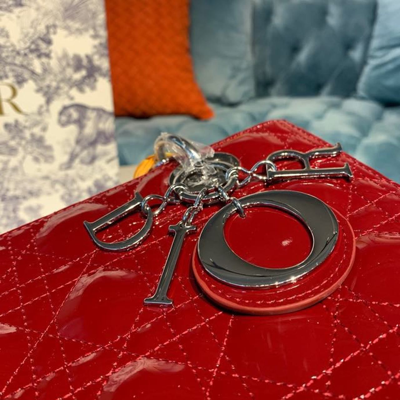 Christian Dior Medium Lady Dior Bag With Chain Silver Hardware Burgundy Women's Handbags 24cm/9in CD - Soul Replicas