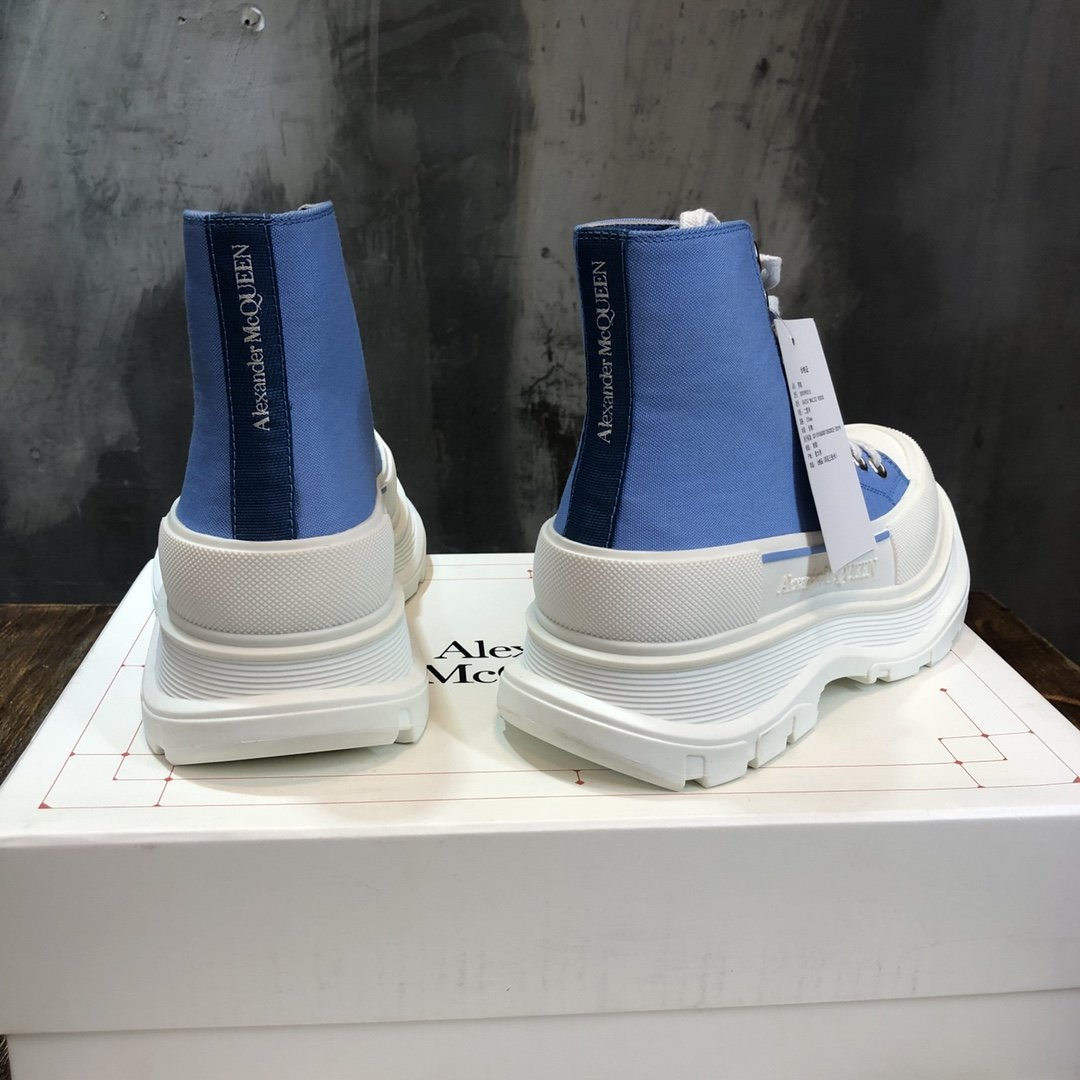 Alexander McQueen Tread Slick Boot Cotton Blue For Women - Soul Replicas