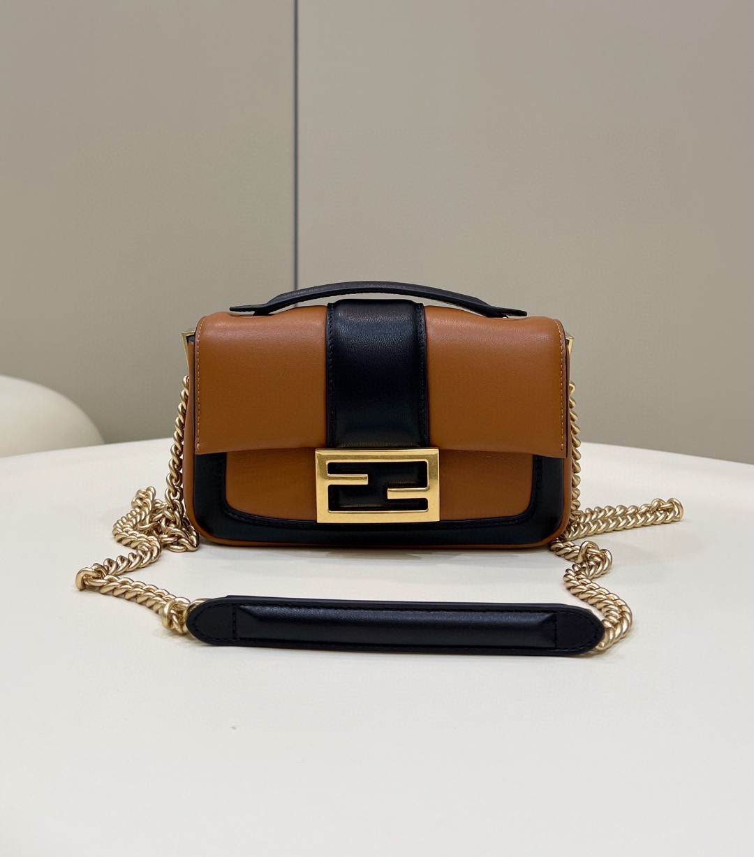 Fendi Baguette Chain Brown and Black Bag For Woman 19cm/7.5in - Soul Replicas