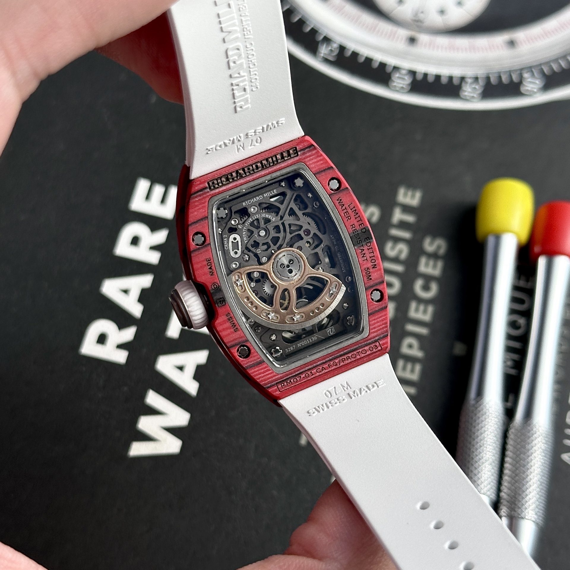 Richard Mille Best Replica Watch RM07-01 Red Carbon Rubber Strap 32x46mm - Soul Replicas