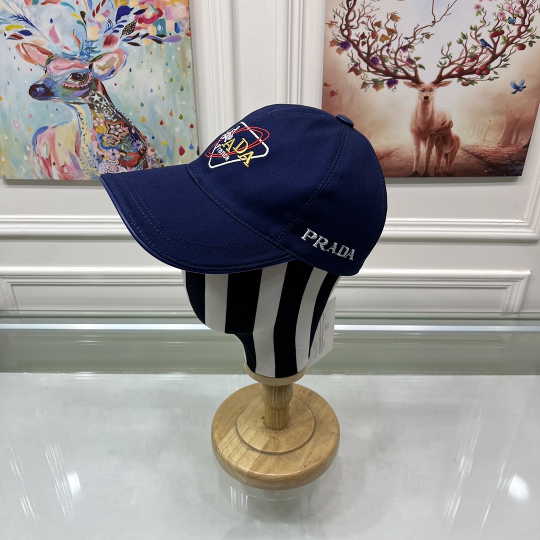 Prada Drill Baseball Cap Dark Blue Prada Cap - Soul Replicas