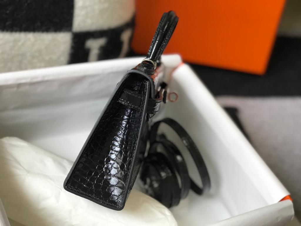 Hermes Mini Kelly 19 Black Silver Toned Hardware Bag For Women. Women-s Handbags. Shoulder Bags 7.5in/19cm - Soul Replicas