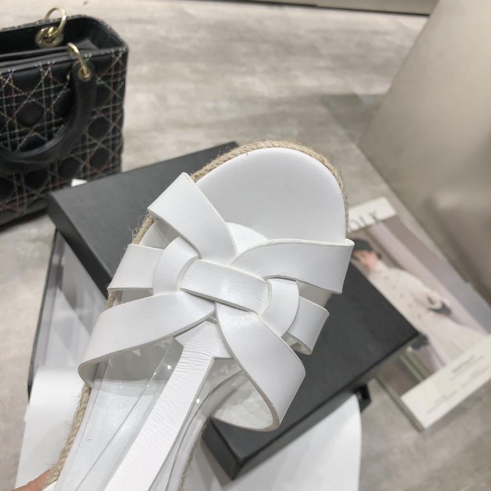 Yves Saint Laurent Women's Tribute Espadrilles Wedge White For Women YSL 611924BZC009008 - Soul Replicas