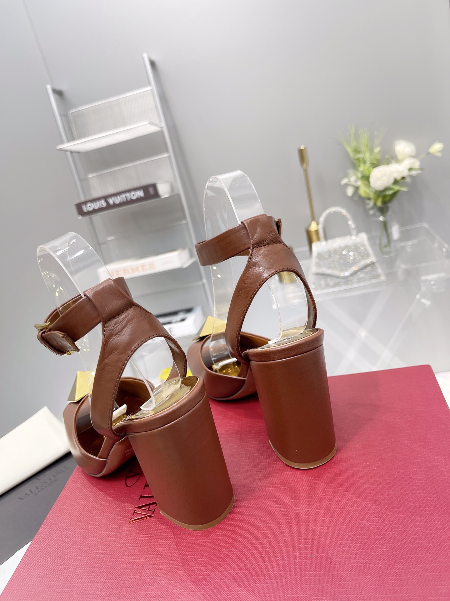 Valentino Garavani One Stud Sandal With Maxi Stud Embellishment Brown For Women XW0S0EI6CYII16 - Soul Replicas