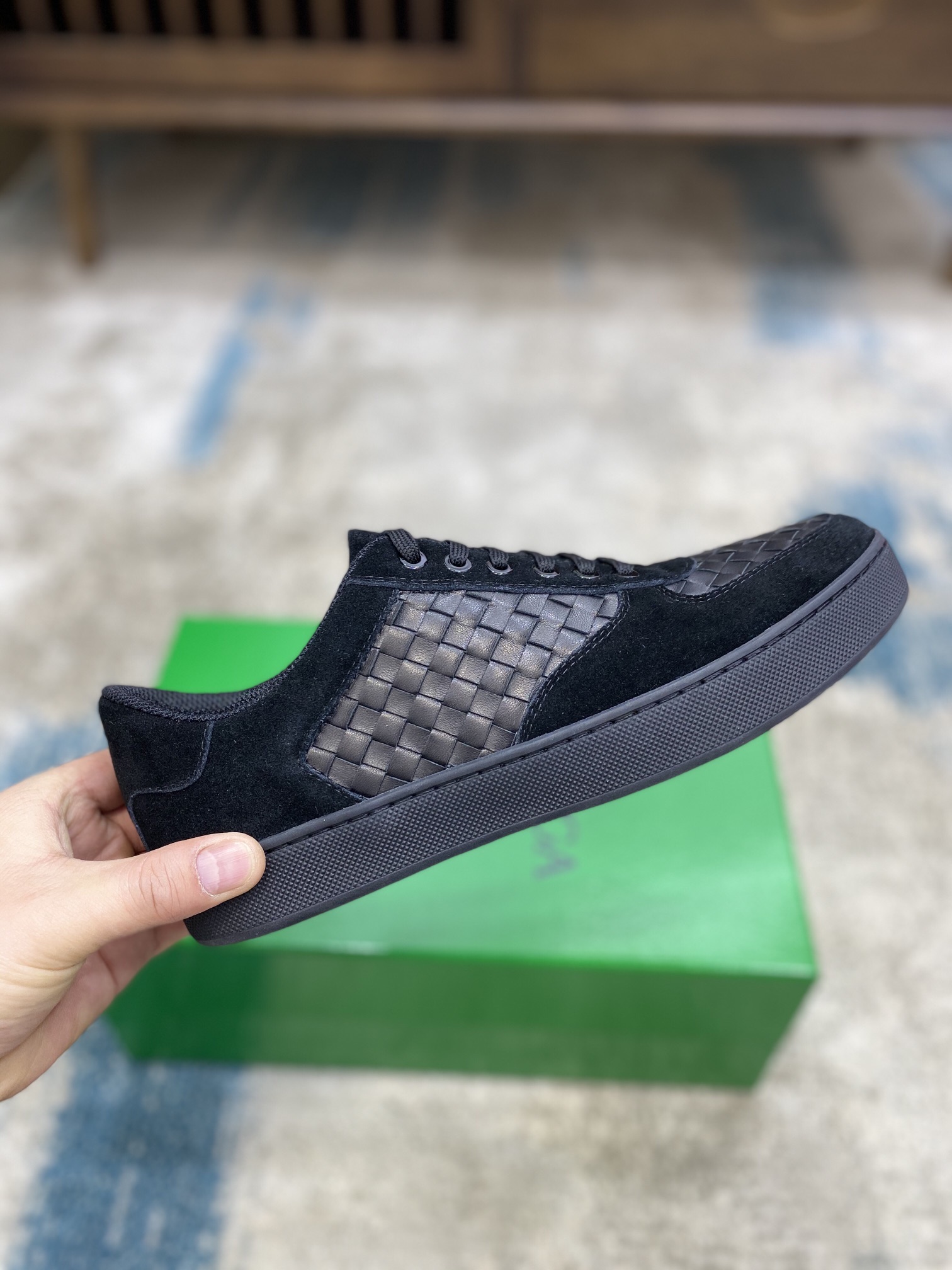 Bottega Veneta Men's With Wave Line Sneakers Black For Men - Soul Replicas