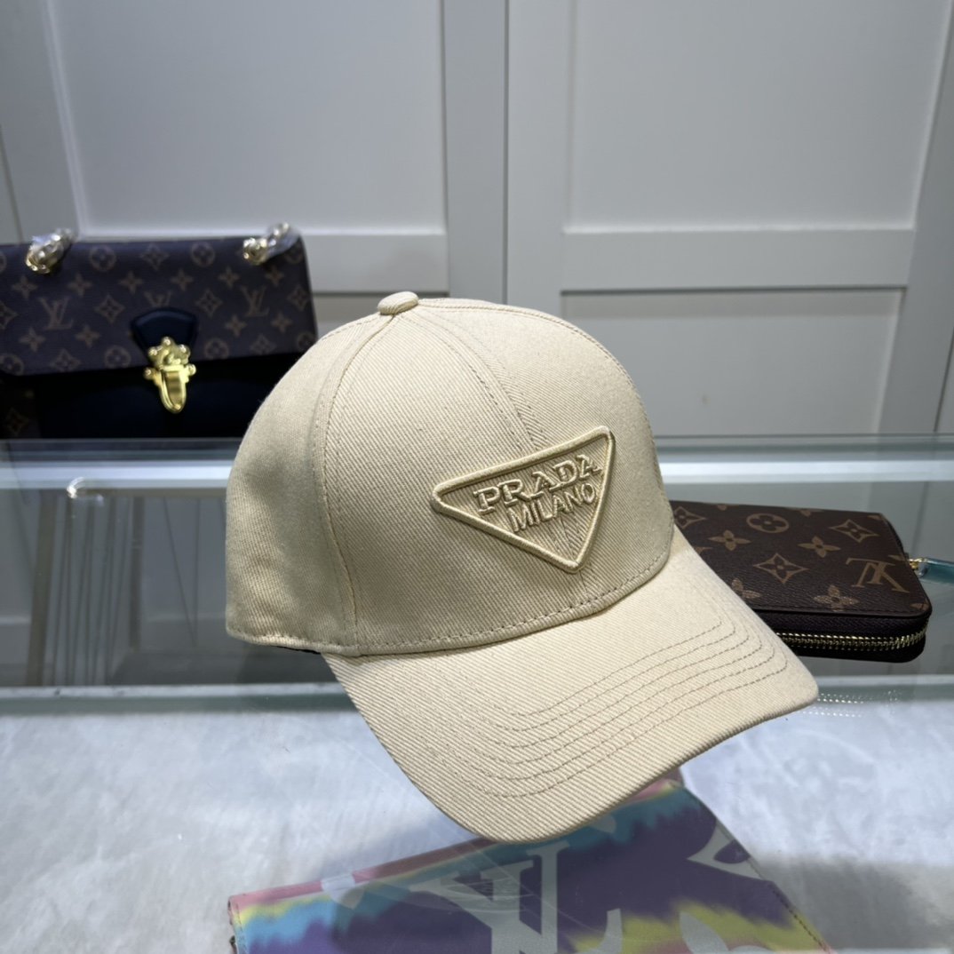 Prada Drill Baseball Cap Cream Prada Cap - Soul Replicas