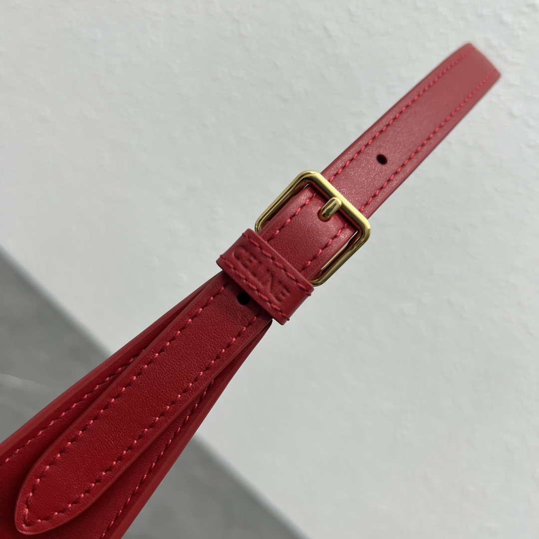 Celine Cuir Triomphe Shoulder Bag Red For Women 9.4in/24cm - Soul Replicas