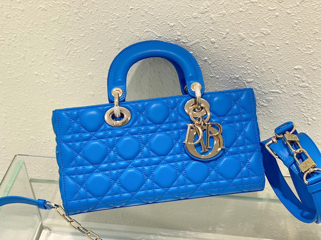 Christian Dior Lady D-Joy Bag Blue. For Women. Women's Handbags 26cm/10in CD - Soul Replicas
