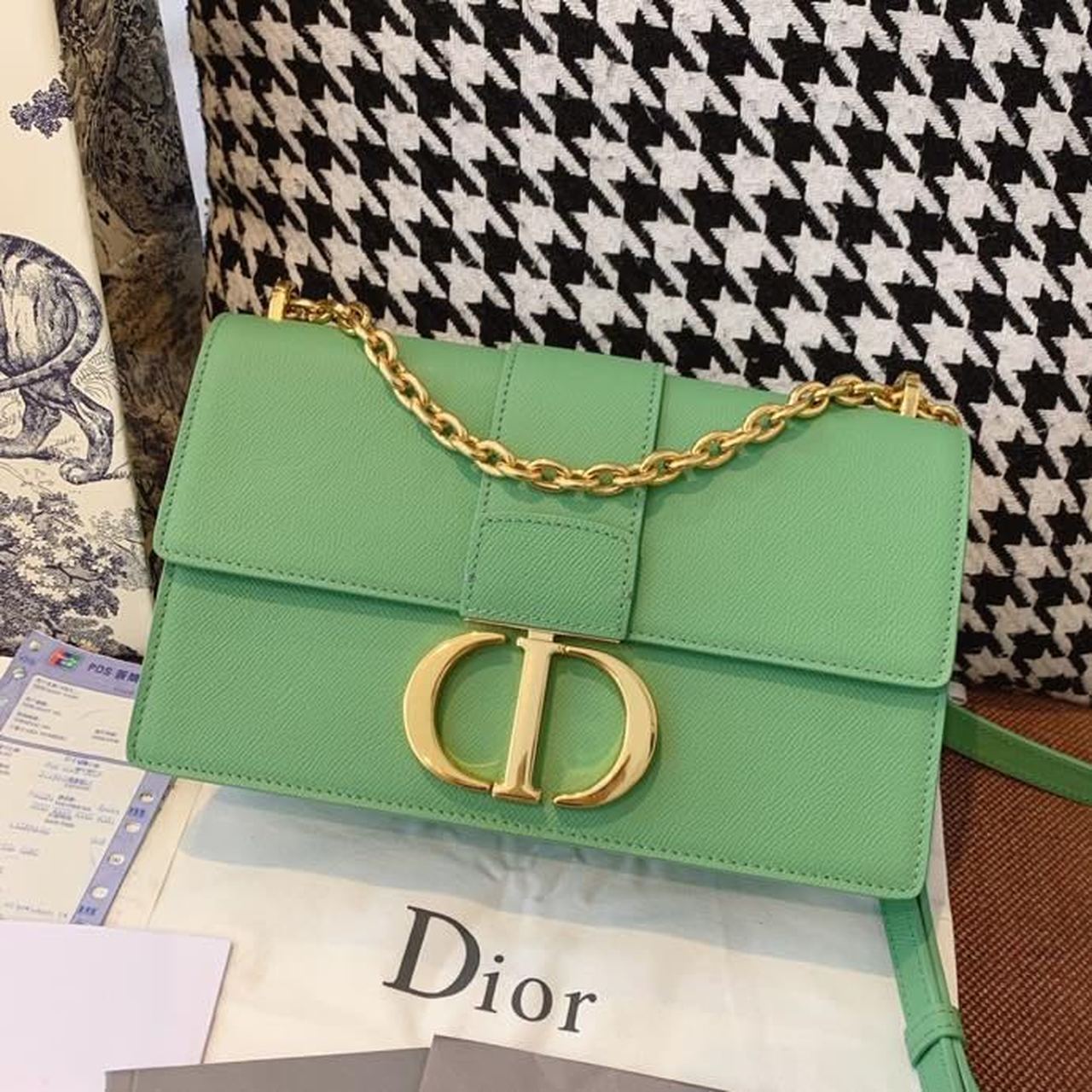 Christian Dior 30 Montaigne Chained Bag Deep Mint Green Box For Women 24cm/9in CD - Soul Replicas