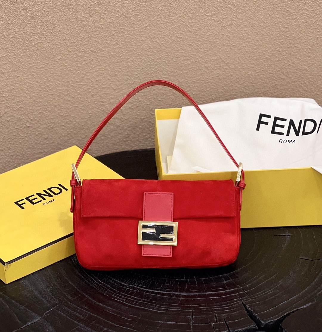 Fendi Baguette Red Bag For Woman 25cm/9.5in - Soul Replicas