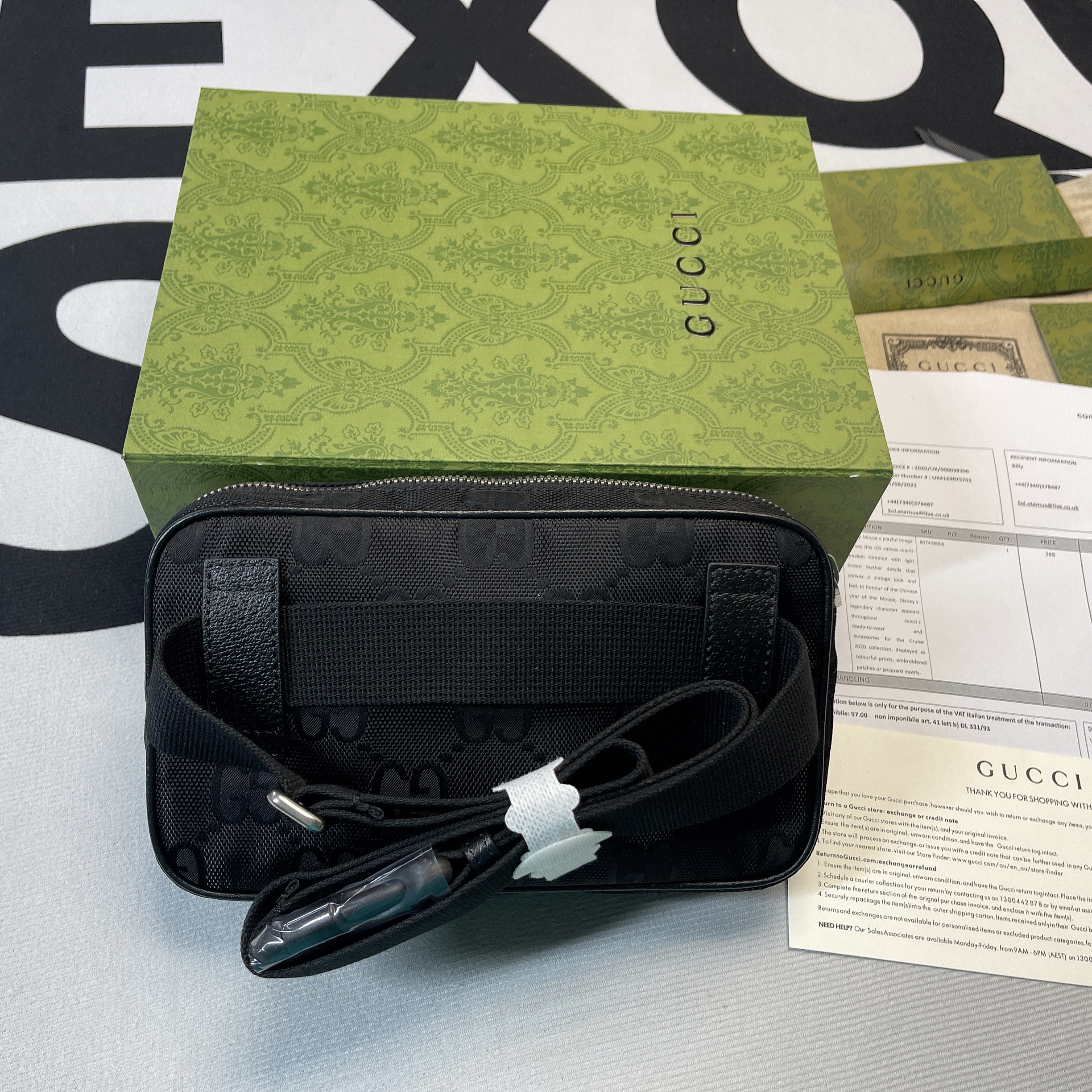 Gucci Off The Grid Belt Bag Black Gucci ECONYL® For Men  9.5in/24cm Gucci 631341 H9HBN 1000 - Soul Replicas