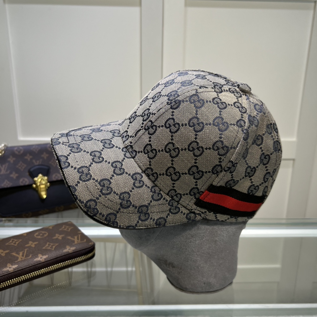 Original Gucci Canvas Baseball Hat With Web Grey Gucci Hat - Soul Replicas