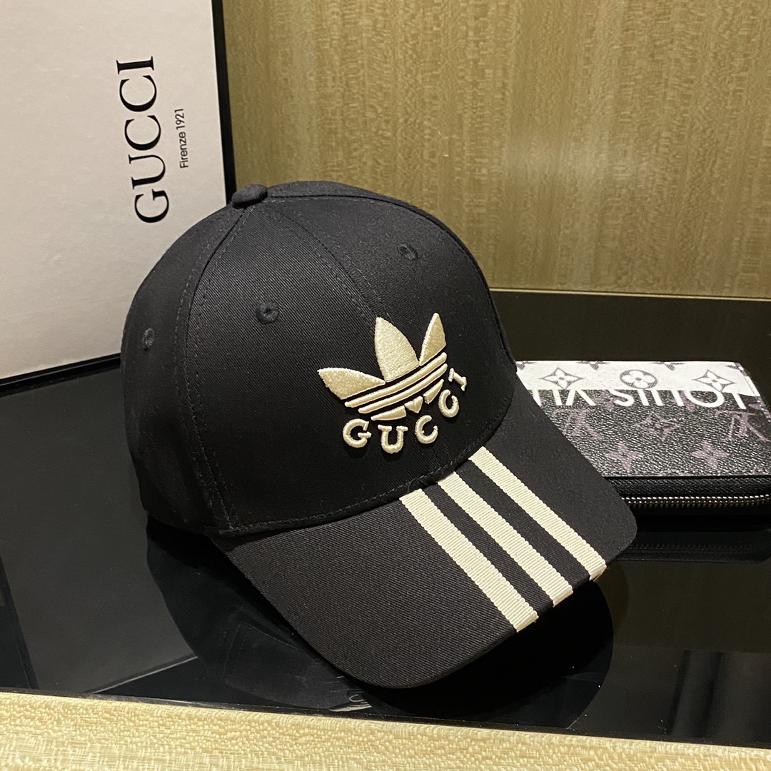 Gucci x Adidas Baseball Hat Black Gucci Hat - Soul Replicas
