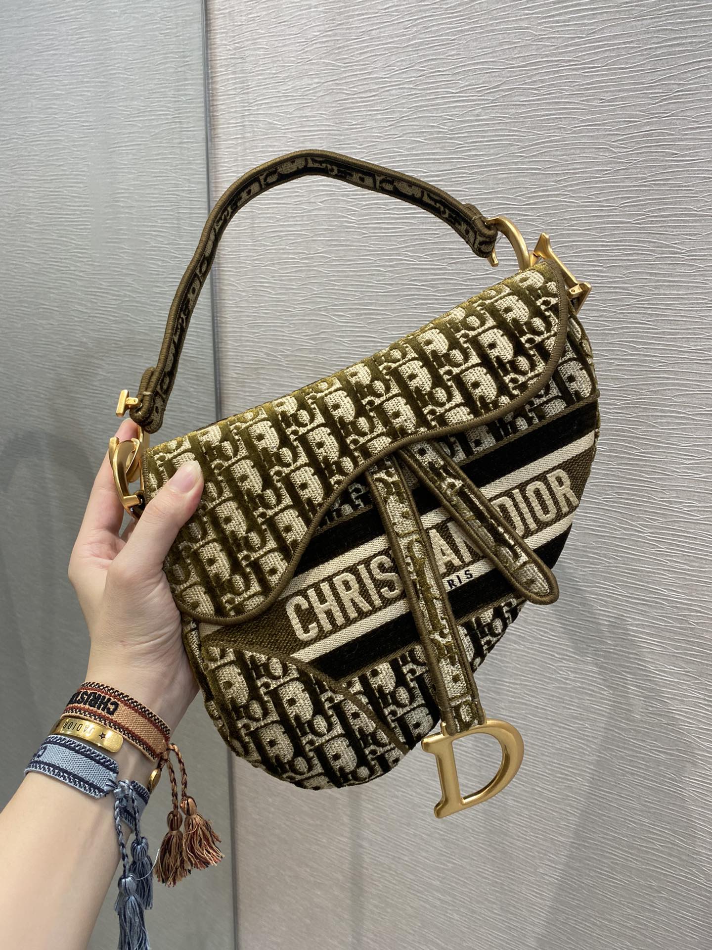 Christian Dior Saddle Bag Brown Oblique Canvas Gold Toned Hardware For Women 25cm/10in CD - Soul Replicas