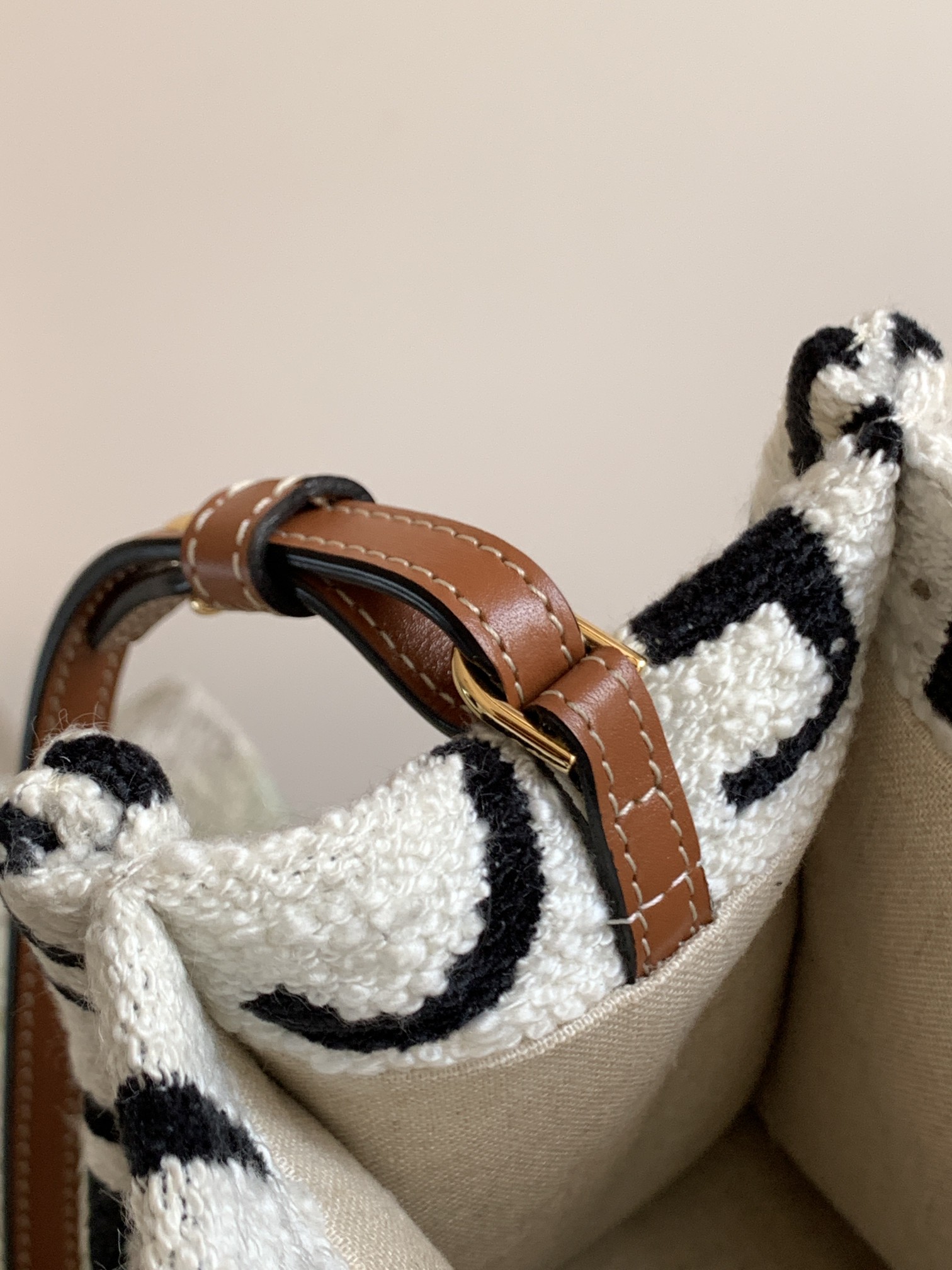 Celine Small Cabas Thais In Textile With Celine All-Over White / Black For Women 11in/29cm 199162EG8.01WB - Soul Replicas