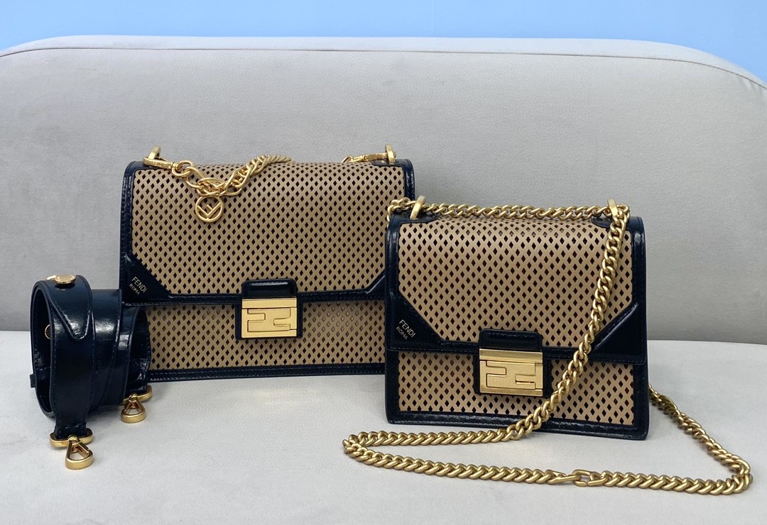 Fendi Small Kan U Black and Brown Bag For Woman 19cm/7.5in485 - Soul Replicas