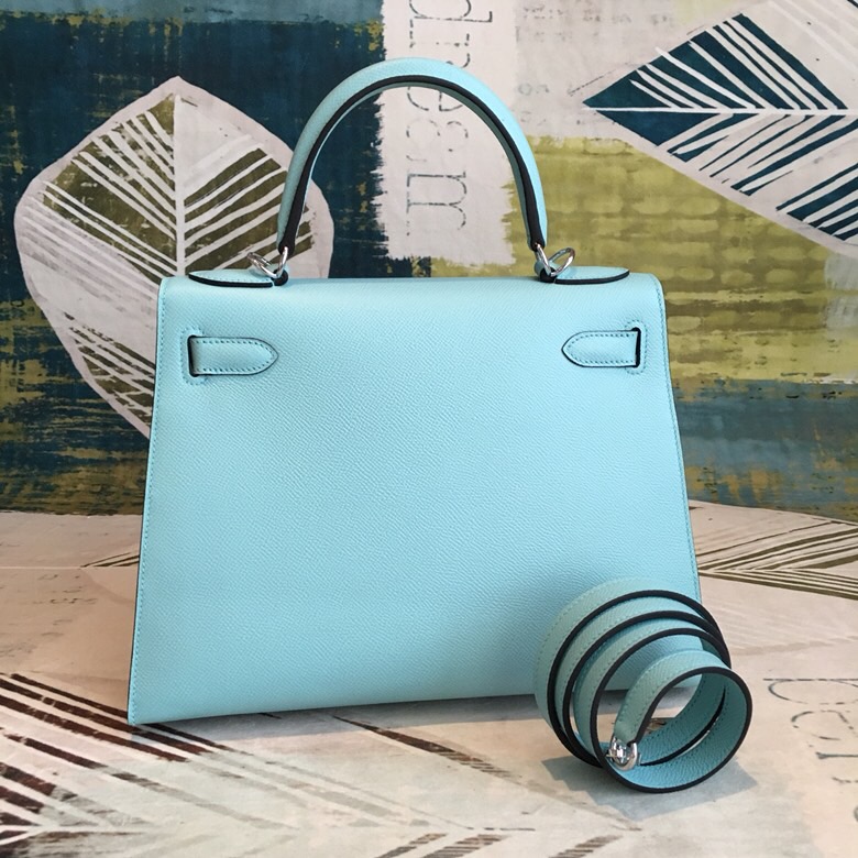 Hermes Kelly 28 Bleu Frida Evercolor Bag With Sliver Toned Harware For Women. Women-s Handbags. Shoulder Bags 11in/28cm - Soul Replicas