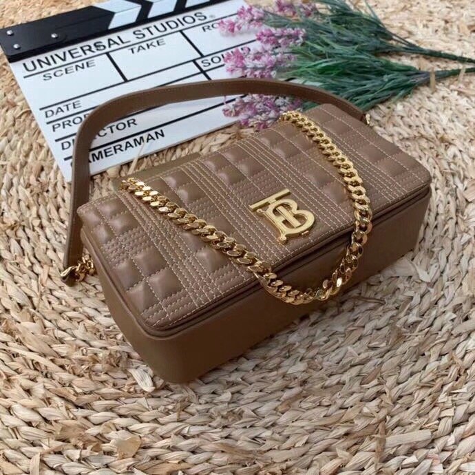 Burberry Quilted Medium Lola Bag Monogram Brown For Women. Women-s Bags 11in/28cm 80208481 - Soul Replicas
