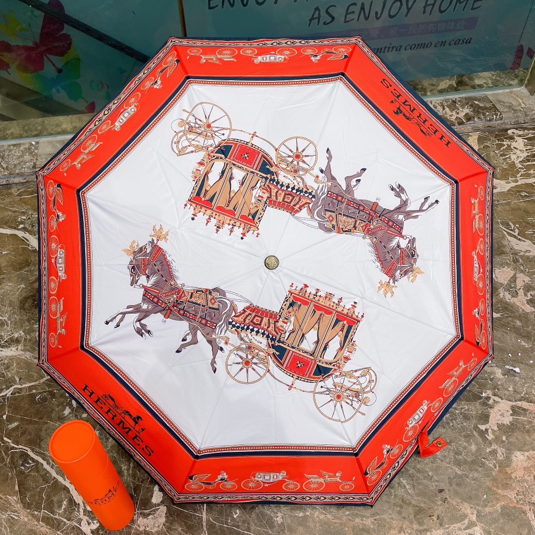 Hermes Pluie De H Folding Umbrella Orange - Soul Replicas