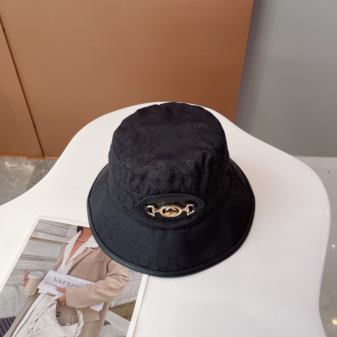 Gucci Canvas Bucket Hat With Horsebit Black Gucci Hat - Soul Replicas