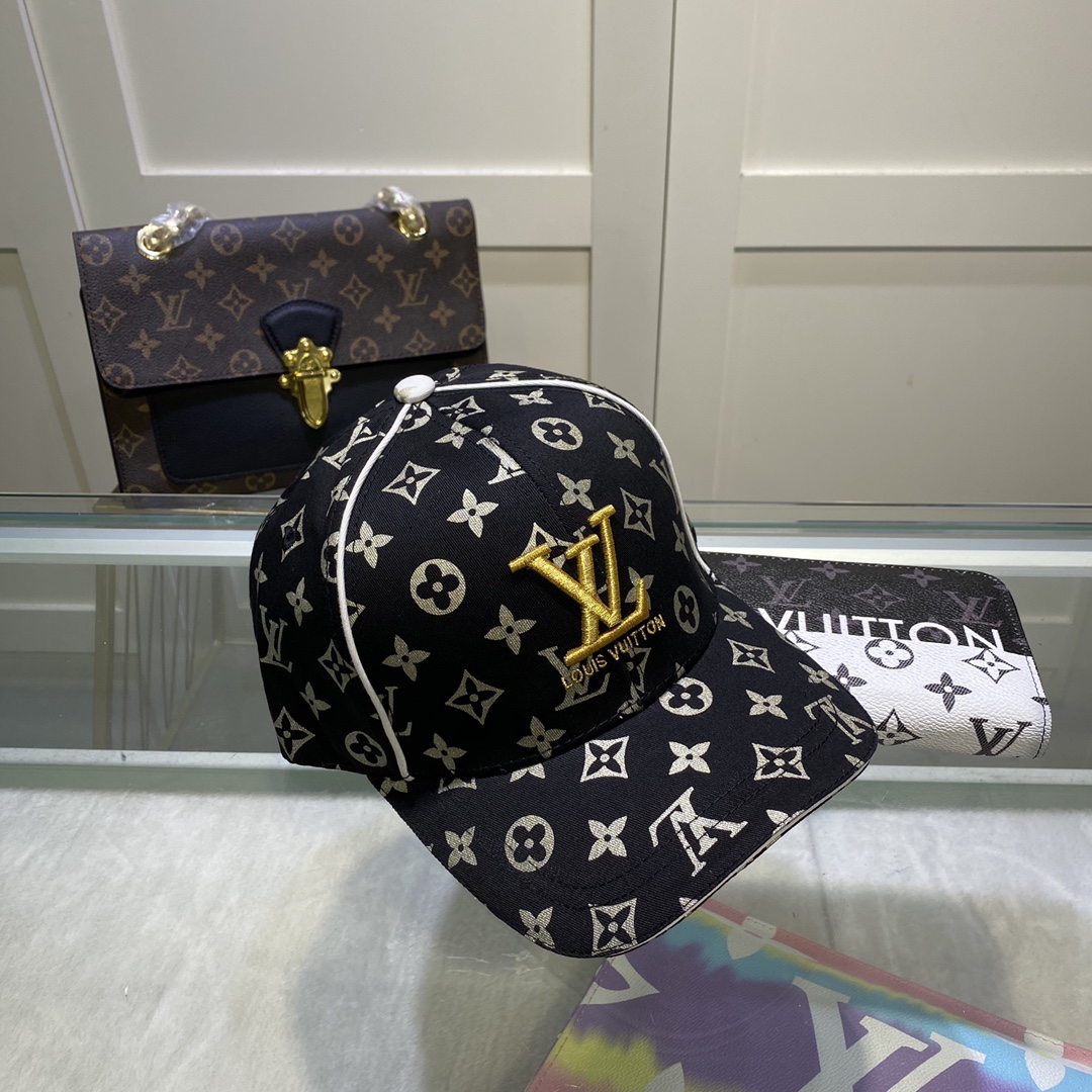 Louis Vuitton Embroidered Logo Baseball Cap Black LV Cap - Soul Replicas