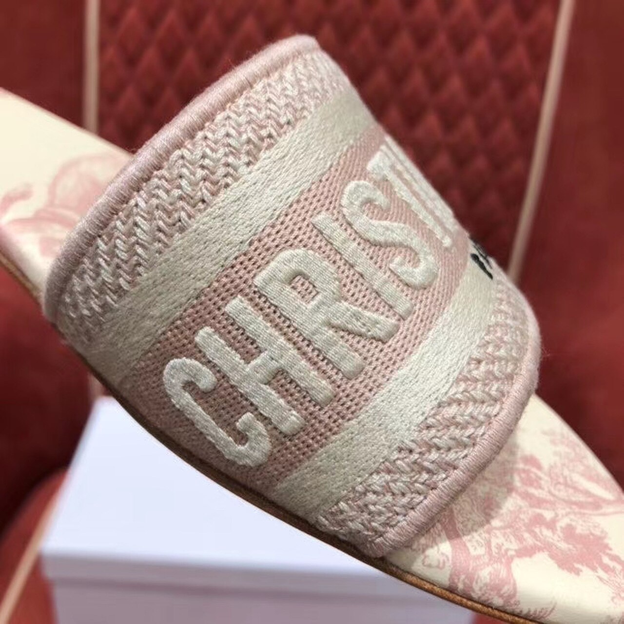 Christian Dior Dway Slide Embroidered Cotton Pink For Women CD - Soul Replicas