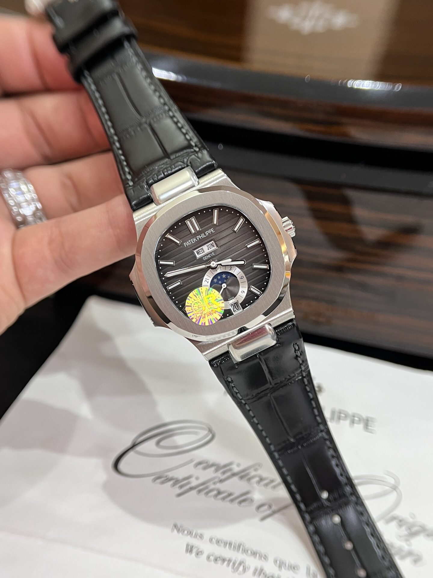 Patek Philippe Replica Watch Nautilus 5726G Black Leather Strap GR Factory 40.5mm - Soul Replicas