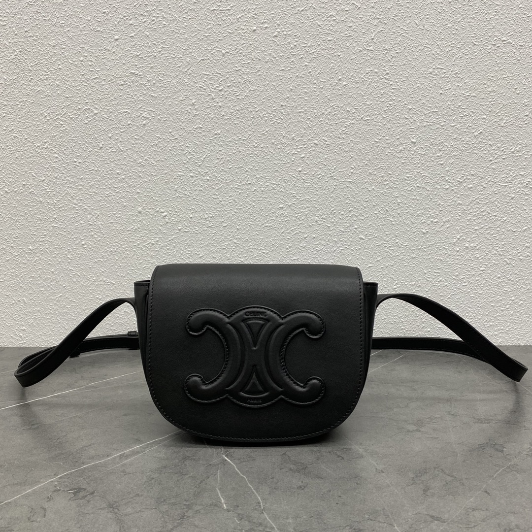 Celine Folco Cuir Triomphe Black For Women 7in/19cm 198263DU3.38NO - Soul Replicas