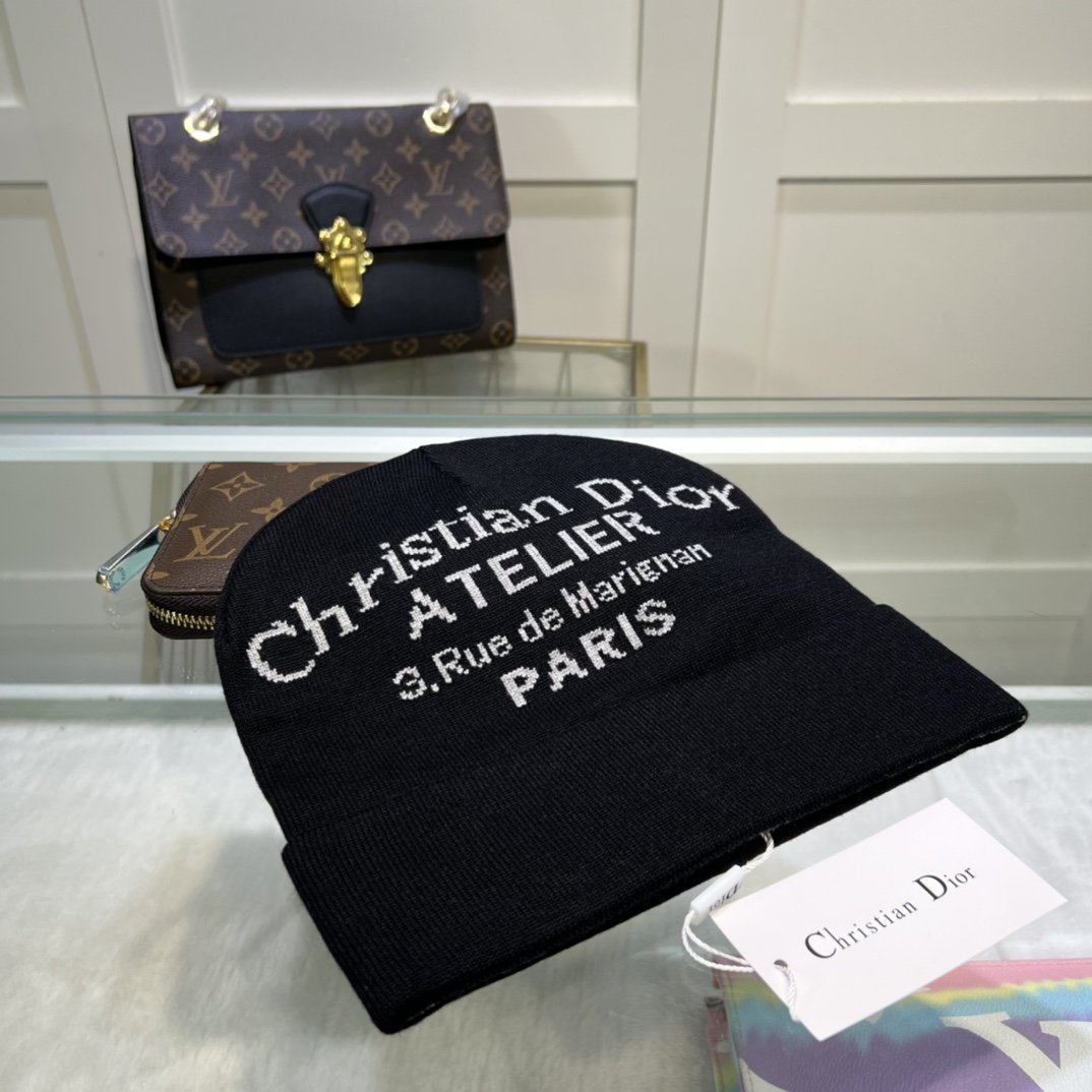 Dior Pompom Beanie In Black - Soul Replicas