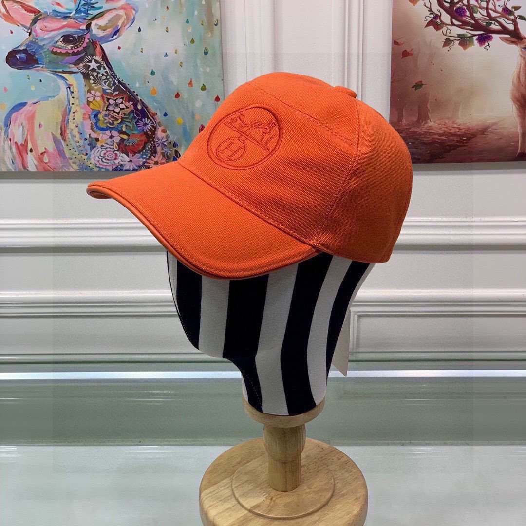 Hermes Davis H Primavera Cap Orange Hermes Cap - Soul Replicas