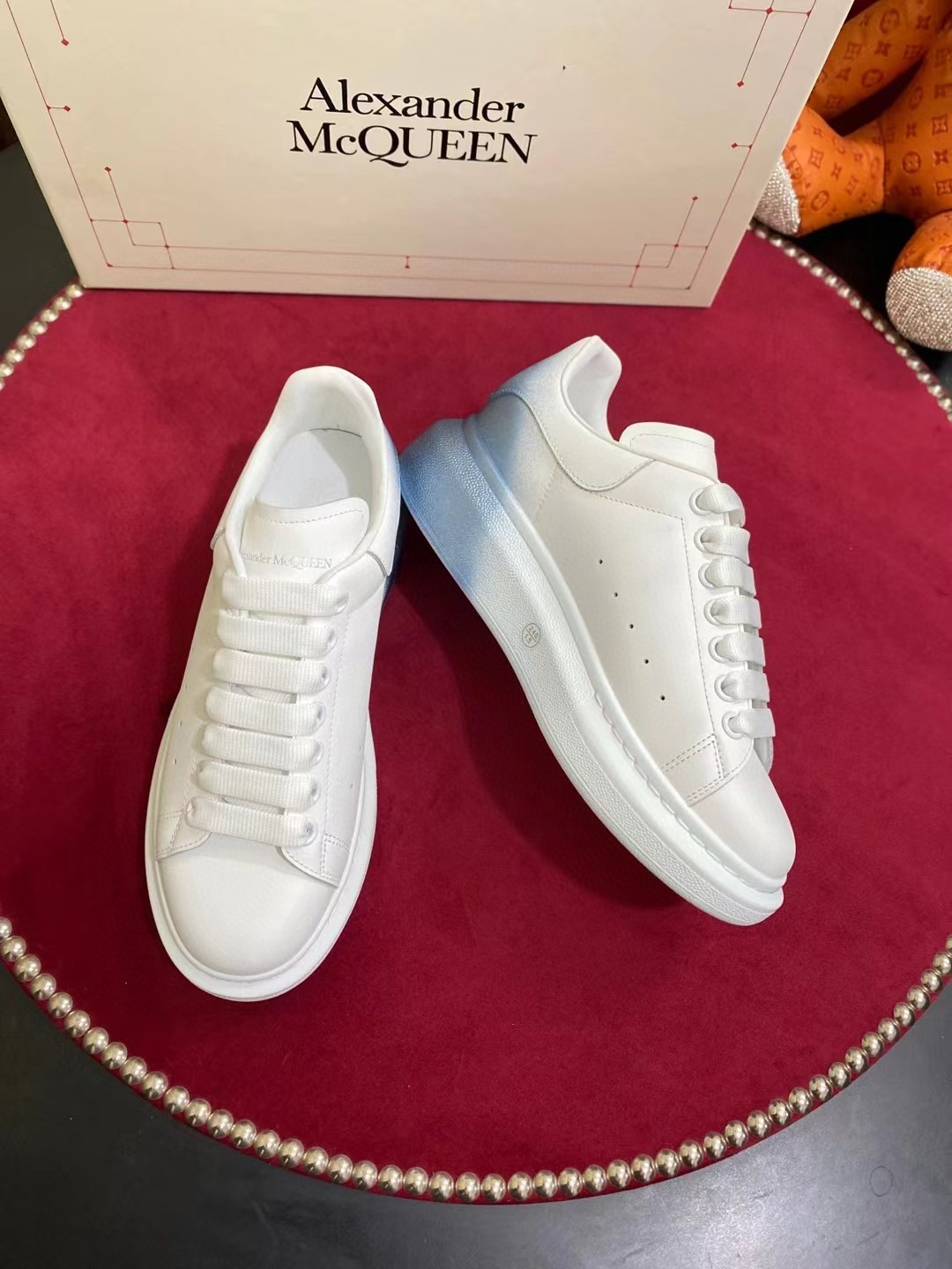 Alexander McQueen Oversized Sneaker White/Blue For Women - Soul Replicas
