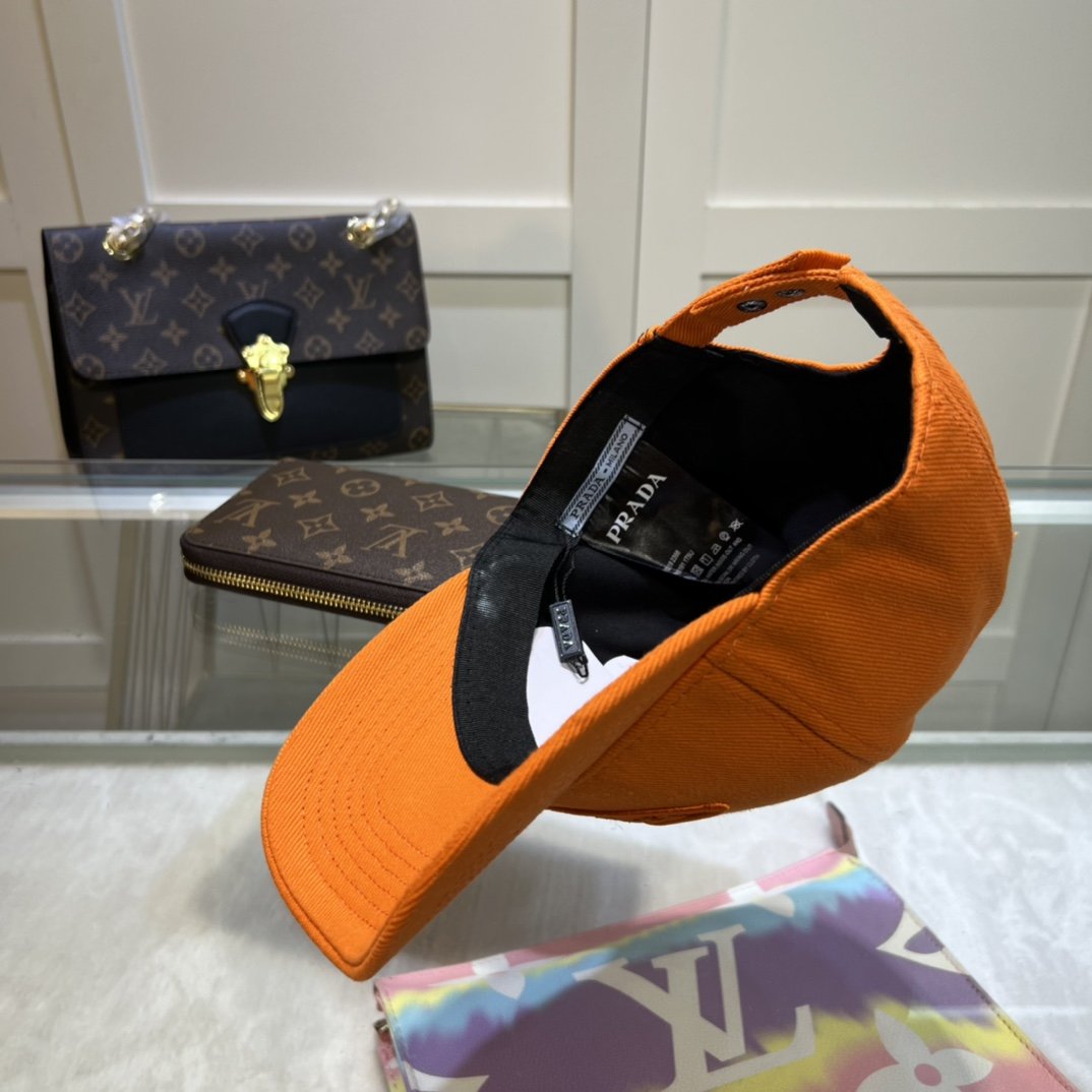 Prada Drill Baseball Cap Orange Prada Cap - Soul Replicas