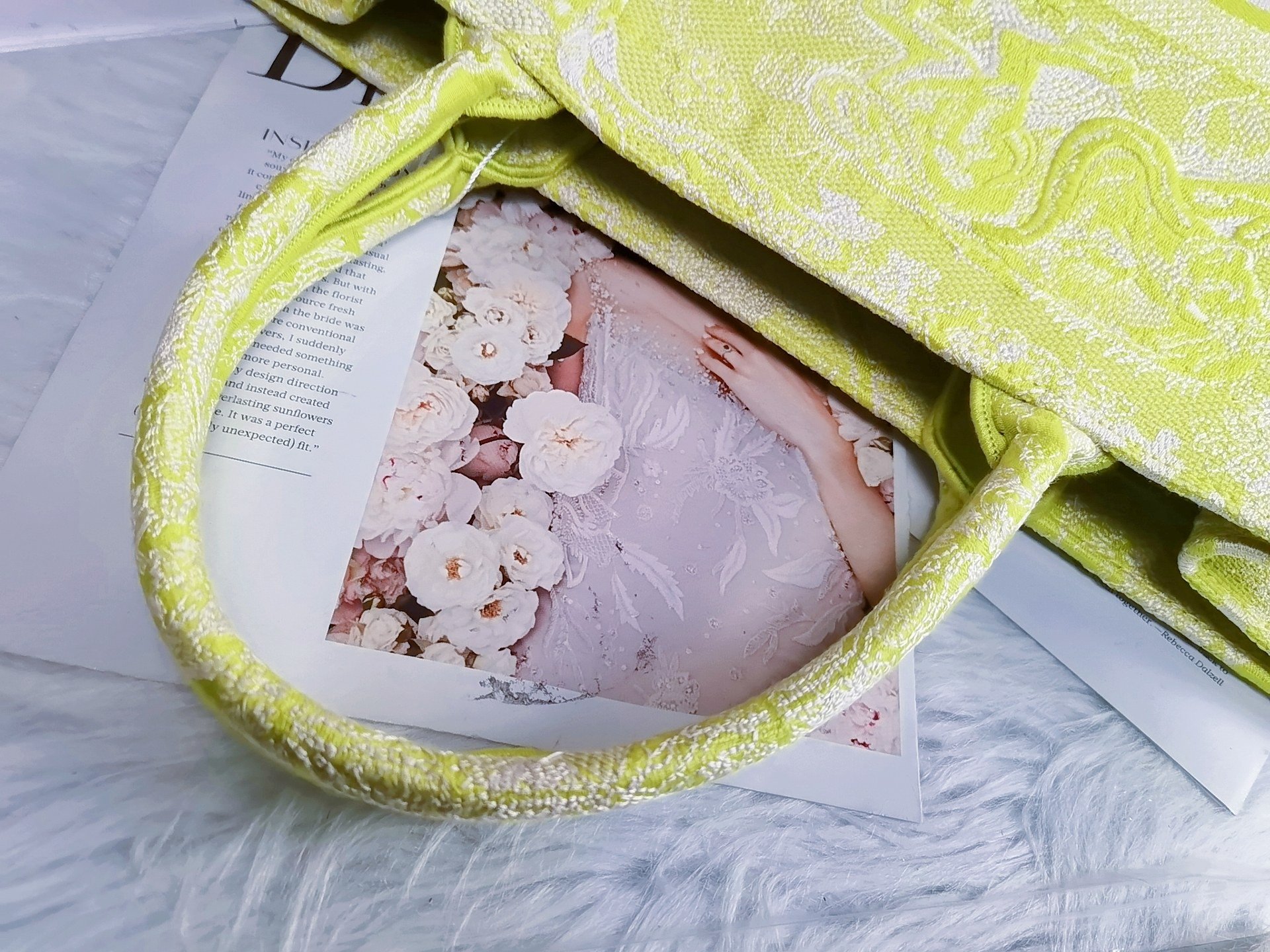 Christian Dior Large Dior Book Tote Yellow. For Women. Women's Handbags 16.5in/42cm CD - Soul Replicas