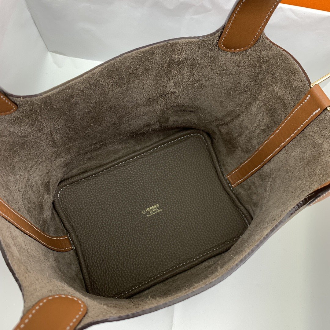 Hermes Picotin Lock 18 Bag Etoupe/Brown With Gold-Toned Hardware For Women. Women-s Handbags 7.1in/18cm - Soul Replicas