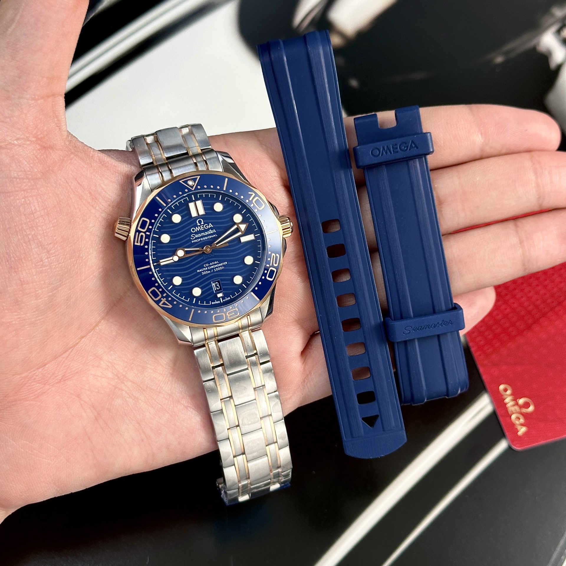 Omega Replica Watch Seamaster Demi Rose Gold Dial Blue VS Factory 42mm - Soul Replicas
