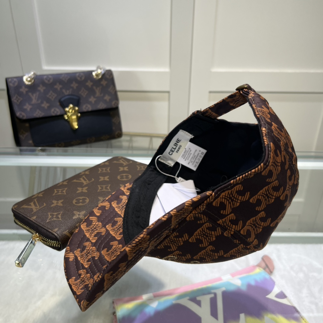 Celine Triomphe Baseball Cap Black/Brown Celine Cap - Soul Replicas