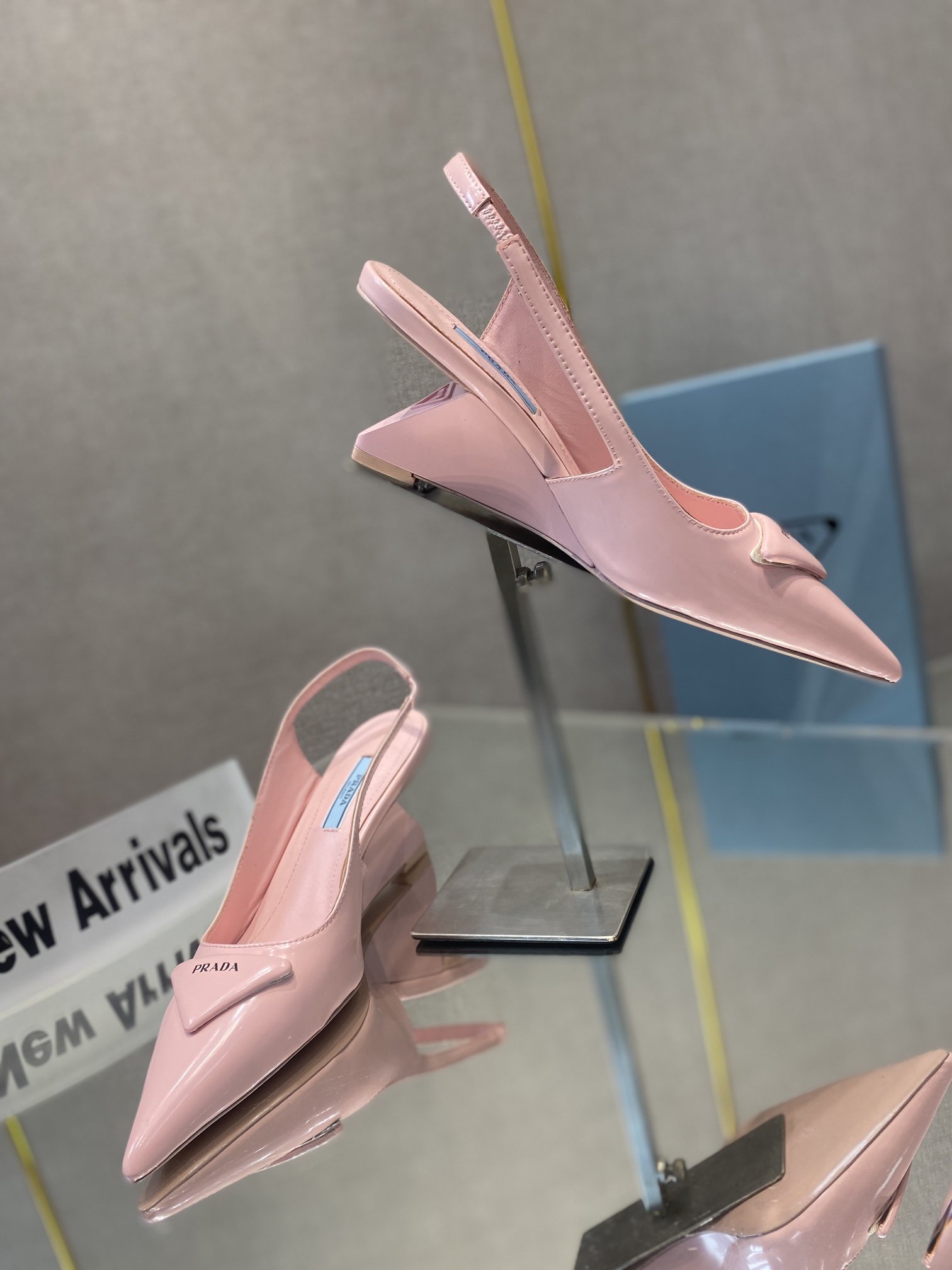 Prada Brushed Slingback Pumps Pink For Women 2.6in/65mm Prada - Soul Replicas